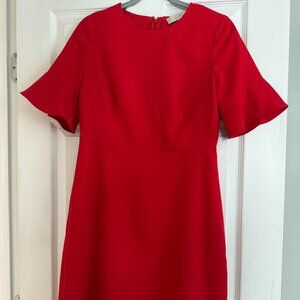 LOFT Red Dress with Ruffle Sleeves Size 4